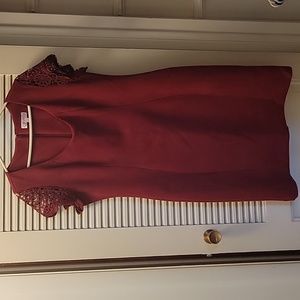 Burgundy Nanette Lenore Cap Sleeve Suede Lace Dress